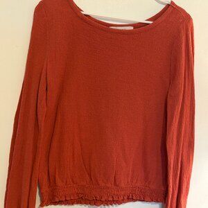 Loft Burnt Orange Long Sleeve Smock Blouse - XS